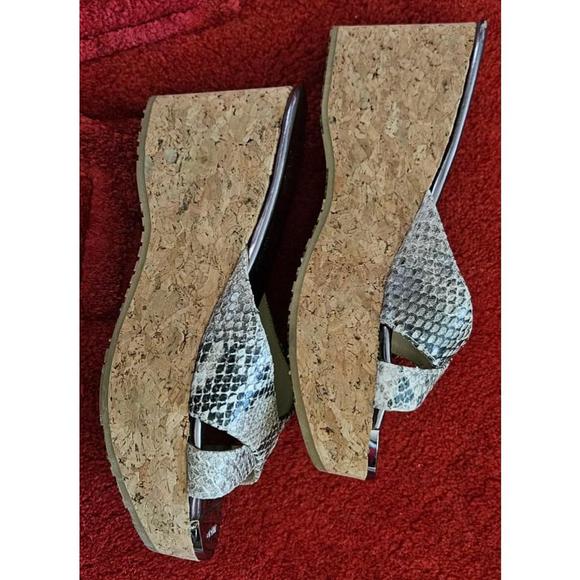 Women's Jimmy Choo Black and White Snakeskin Wedges Size 36 - Picture 5 of 6